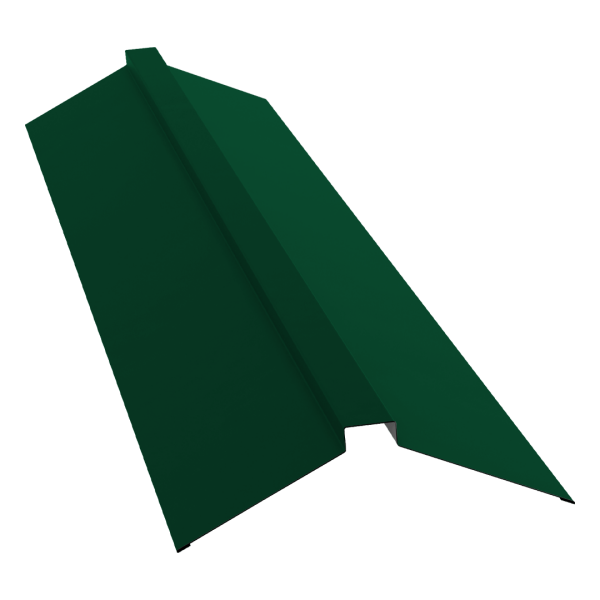 Планка конька плоского 150х40х150 0,45 Drap RAL 6005 зеленый мох (3м)