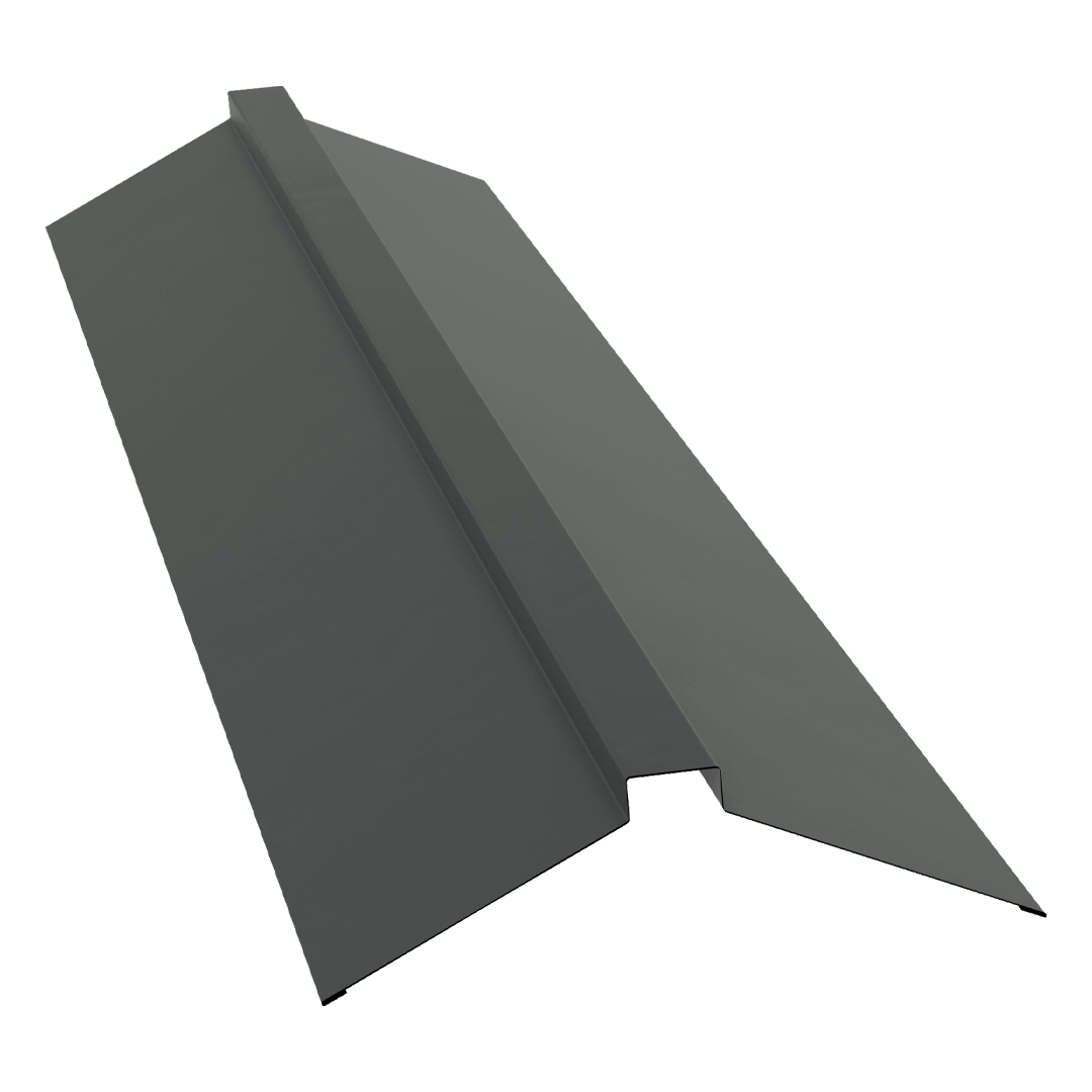 Планка конька плоского 150х40х150 0,45 PE с пленкой RAL 7005 мышино-серый (3м)