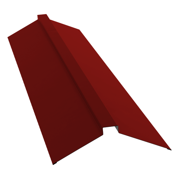 Планка конька плоского 150х40х150 0,5 Satin с пленкой RAL 3011 коричнево-красный (2м)