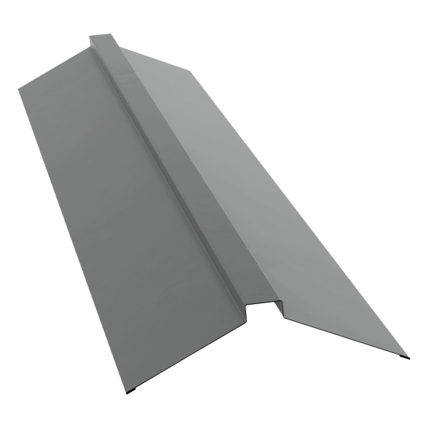 Планка конька плоского 150х40х150 0,5 Satin с пленкой RAL 9006 бело-алюминиевый (2м)
