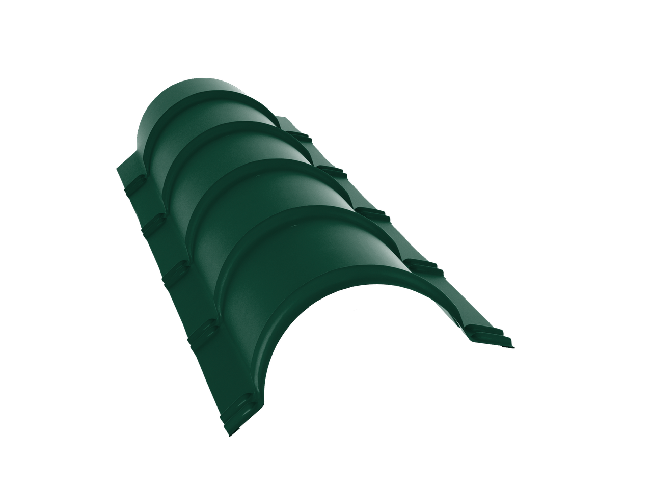 Планка конька полукруглого 0,4 PE с пленкой RAL 6005 зеленый мох (1,97м)