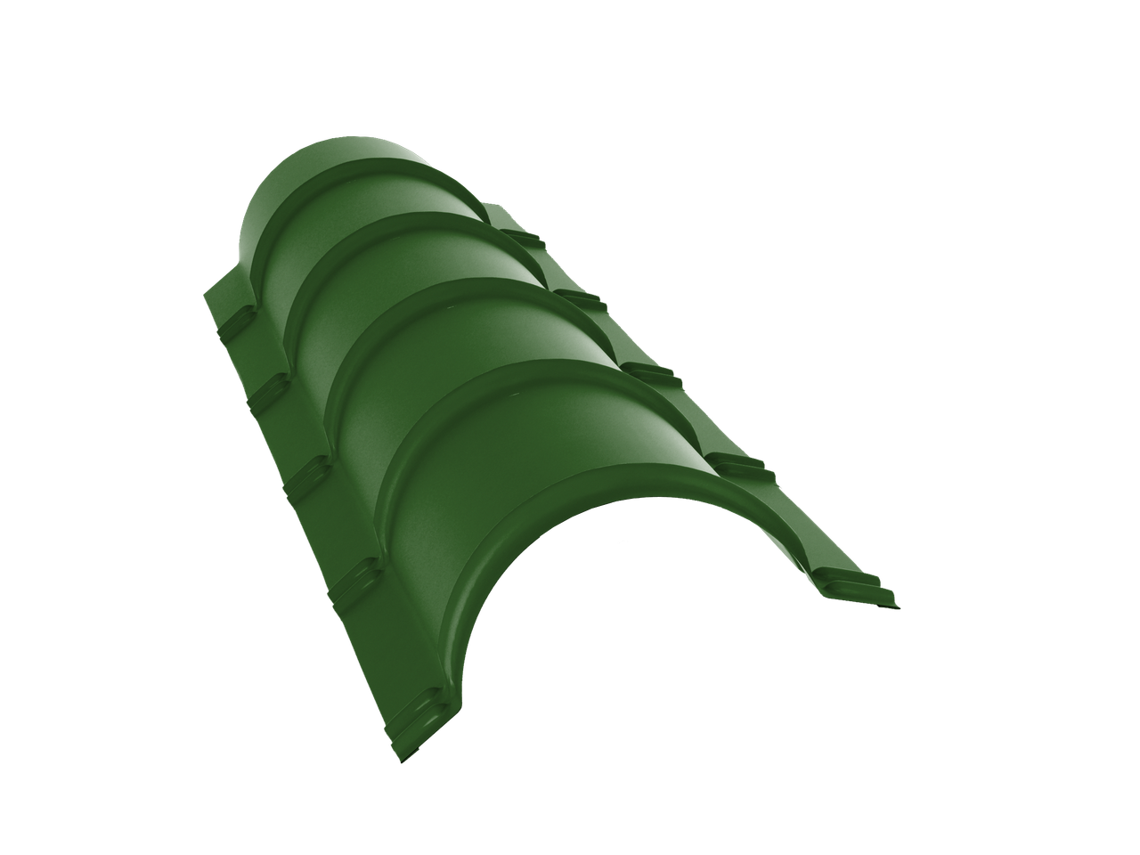 Планка конька полукруглого 0,45 PE с пленкой RAL 6002 лиственно-зеленый (1,97м)