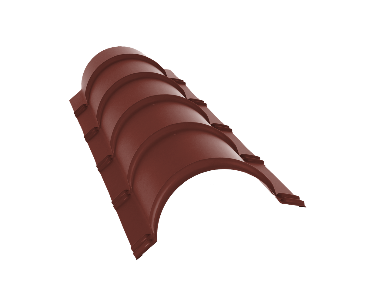 Планка конька полукруглого 0,5 Satin с пленкой RAL 3009 оксидно-красный (1,97м)