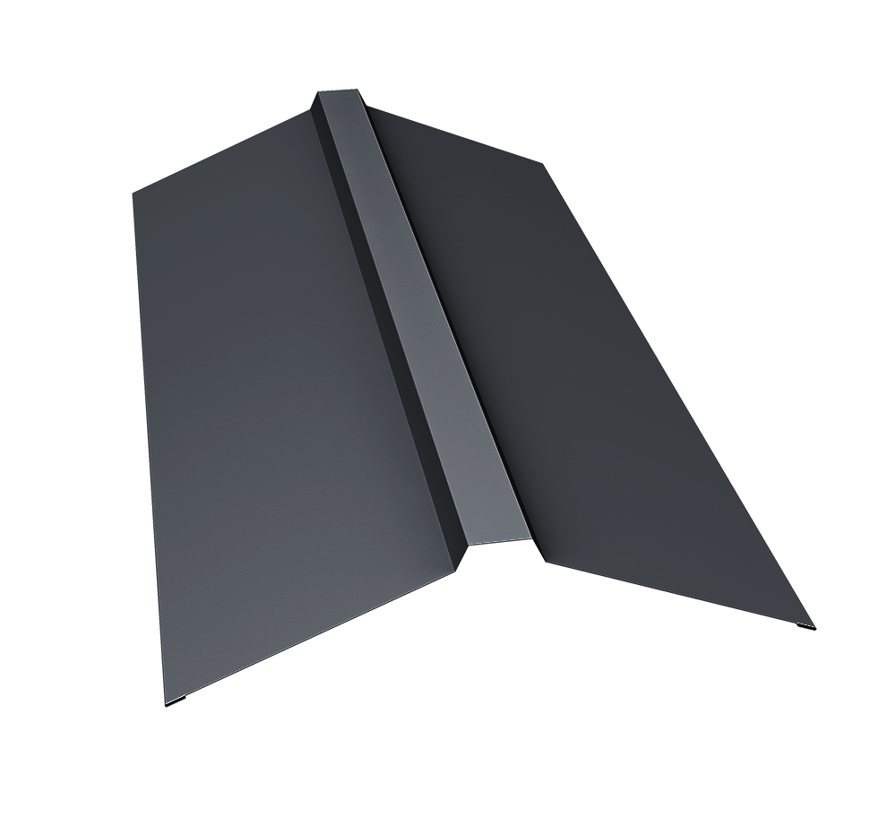 Планка конька прямоугольного 150х30х150 0,45 Drap TX RAL 7024 мокрый асфальт (2м)