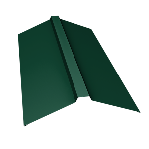 Планка конька прямоугольного 150х30х150 0,5 Satin с пленкой RAL 6005 зеленый мох (3м)