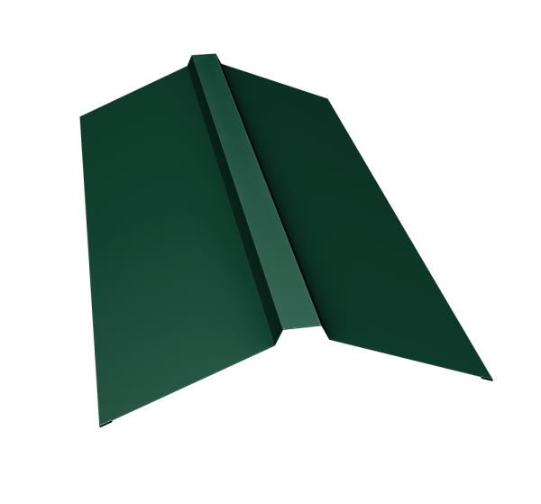 Планка конька прямоугольного 150х30х150 0,5 Satin с пленкой RAL 6005 зеленый мох (3м)