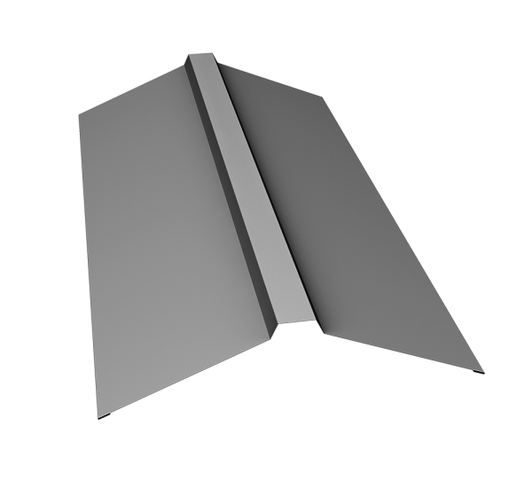 Планка конька прямоугольного 150х30х150 0,5 Satin с пленкой RAL 7004 сигнальный серый (3м)