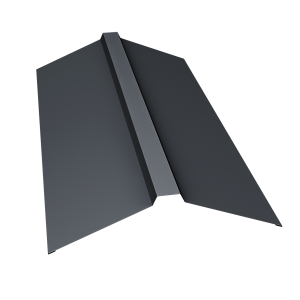 Планка конька прямоугольного 150х30х150 0,5 Satin с пленкой RAL 7024 мокрый асфальт (2м)