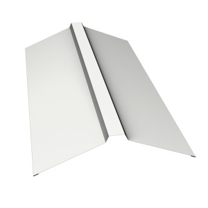Планка конька прямоугольного 150х30х150 0,5 Satin с пленкой RAL 9003 сигнальный белый (2м)