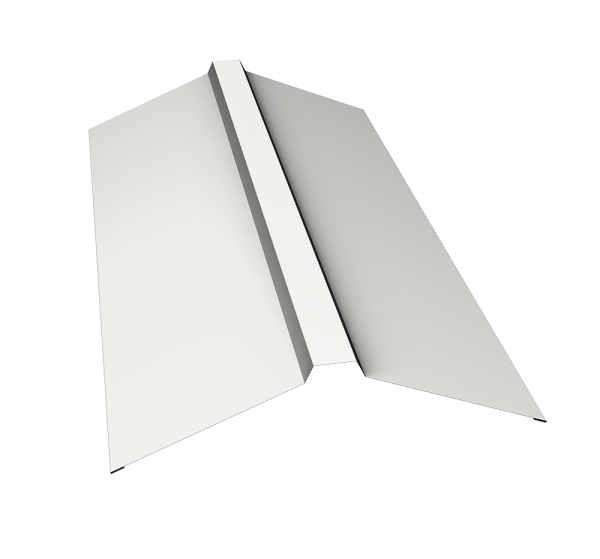 Планка конька прямоугольного 150х30х150 0,5 Satin с пленкой RAL 9003 сигнальный белый (2м)