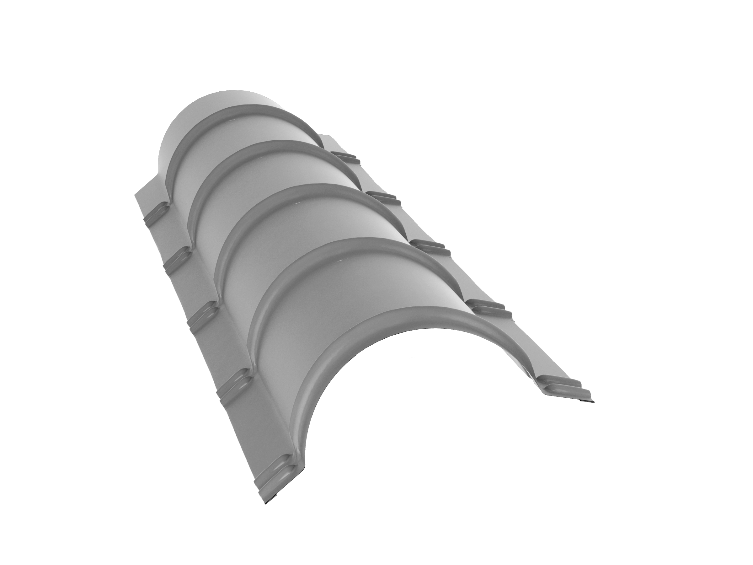 Планка малого конька полукруглого 0,4 PE с пленкой RAL 7004 сигнальный серый (1,97м)