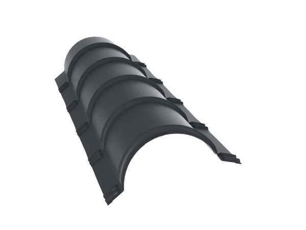Планка малого конька полукруглого 0,5 Satin Matt TX RAL 7024 мокрый асфальт (1,97м)
