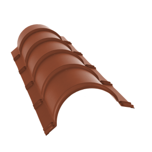 Планка малого конька полукруглого 0,5 Satin с пленкой RAL 8004 терракота (1,97м)