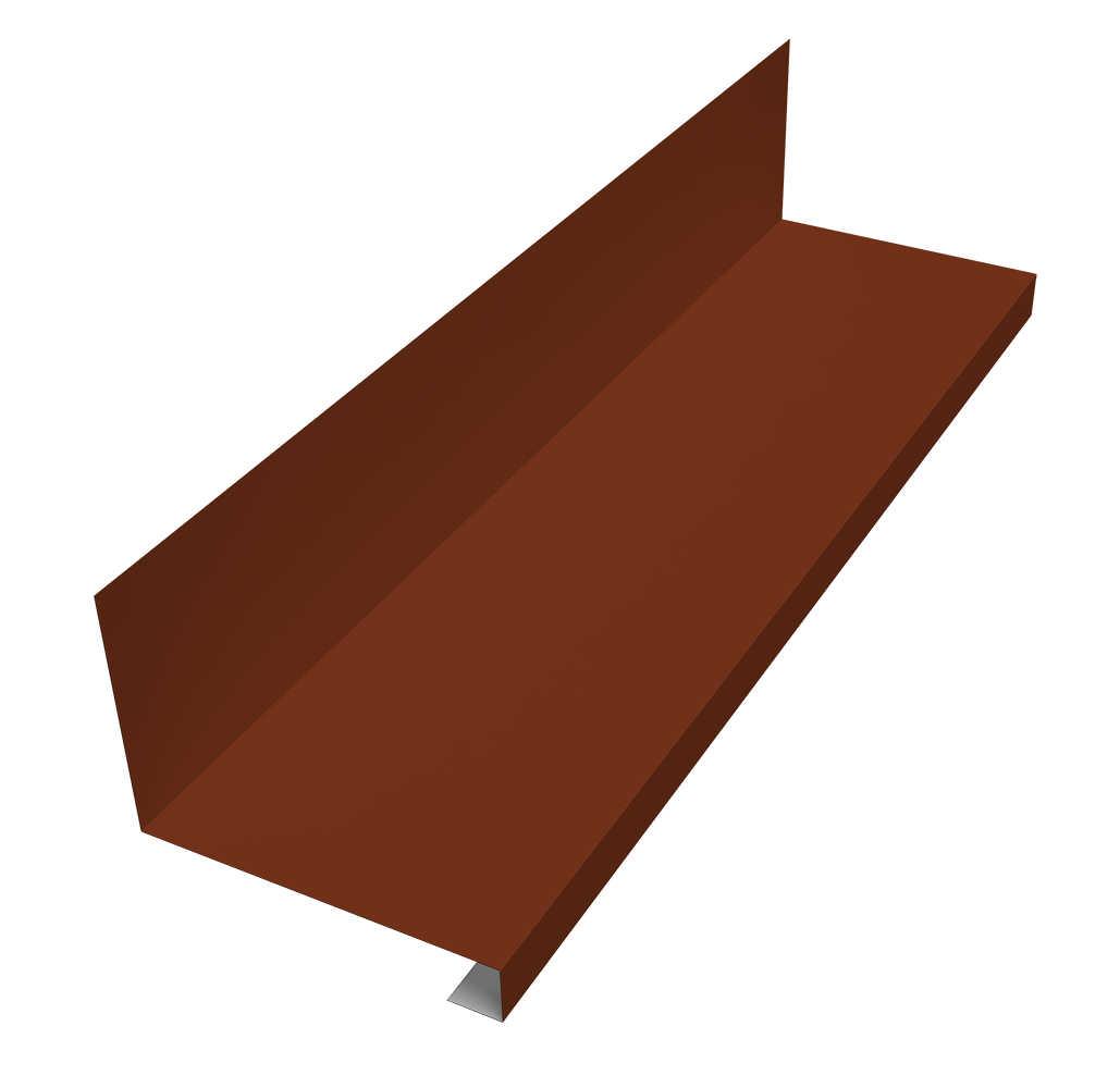 Планка примыкание нижнее к трубе фальц 0,45 PE с пленкой RAL 3009 оксидно-красный (2м)