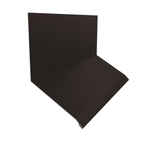 Планка примыкание верхнее к стене фальц Grand Line 150х130х20 0,5 GreenCoat Pural BT с пленкой RR 32 темно-коричневый (RAL 8019 серо-коричневый) (3м)