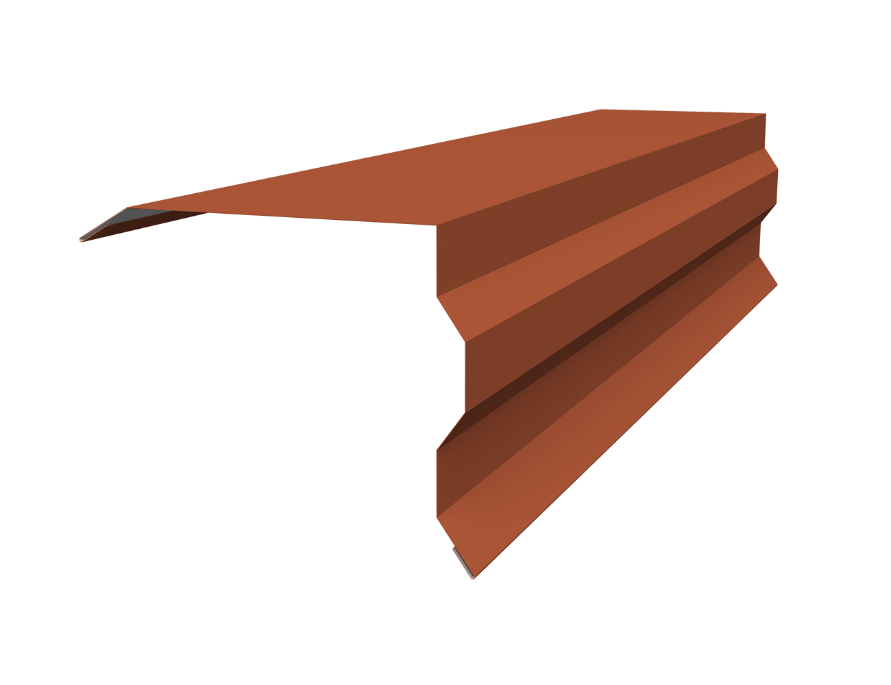 Планка торцевая фигурная 100х85 0,5 Satin с пленкой RAL 8004 терракота (3м)