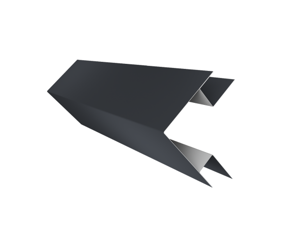 Планка угла внешнего сложного Экобрус Grand Line 0,5 Satin с пленкой RAL 7024 мокрый асфальт (2м)