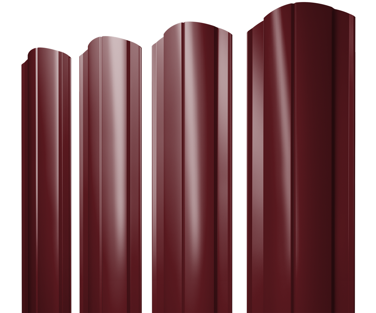 Штакетник Круглый фигурный 0,45 Drap RAL RAL 3005 красное вино
