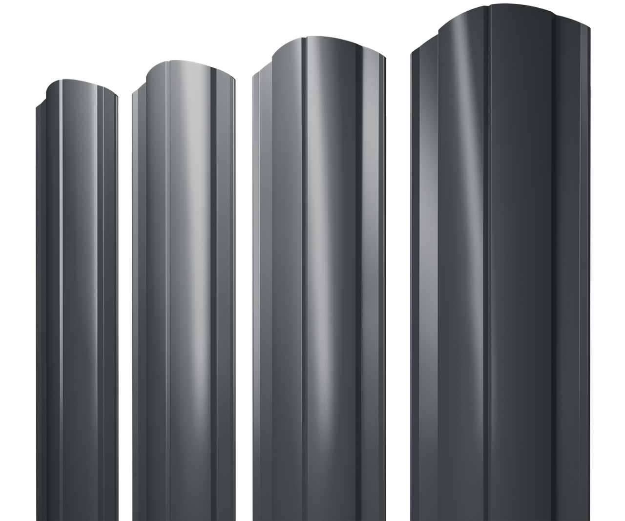 Штакетник Круглый фигурный 0,45 PE-Double RAL 7024 мокрый асфальт