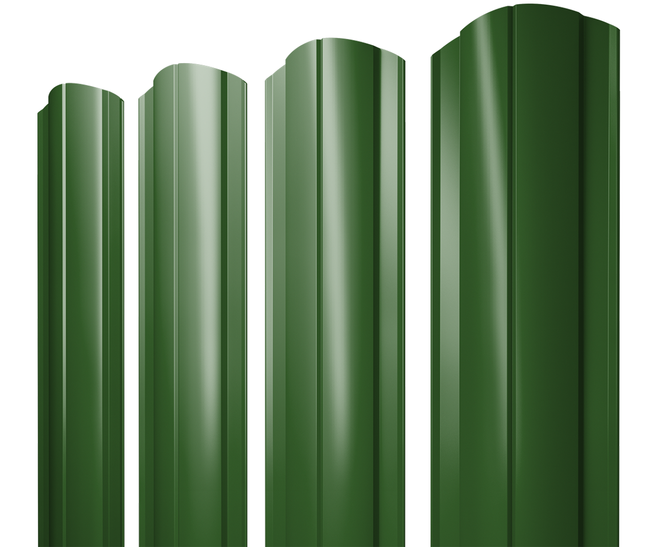 Штакетник Круглый фигурный 0,45 PE RAL 6002 лиственно-зеленый