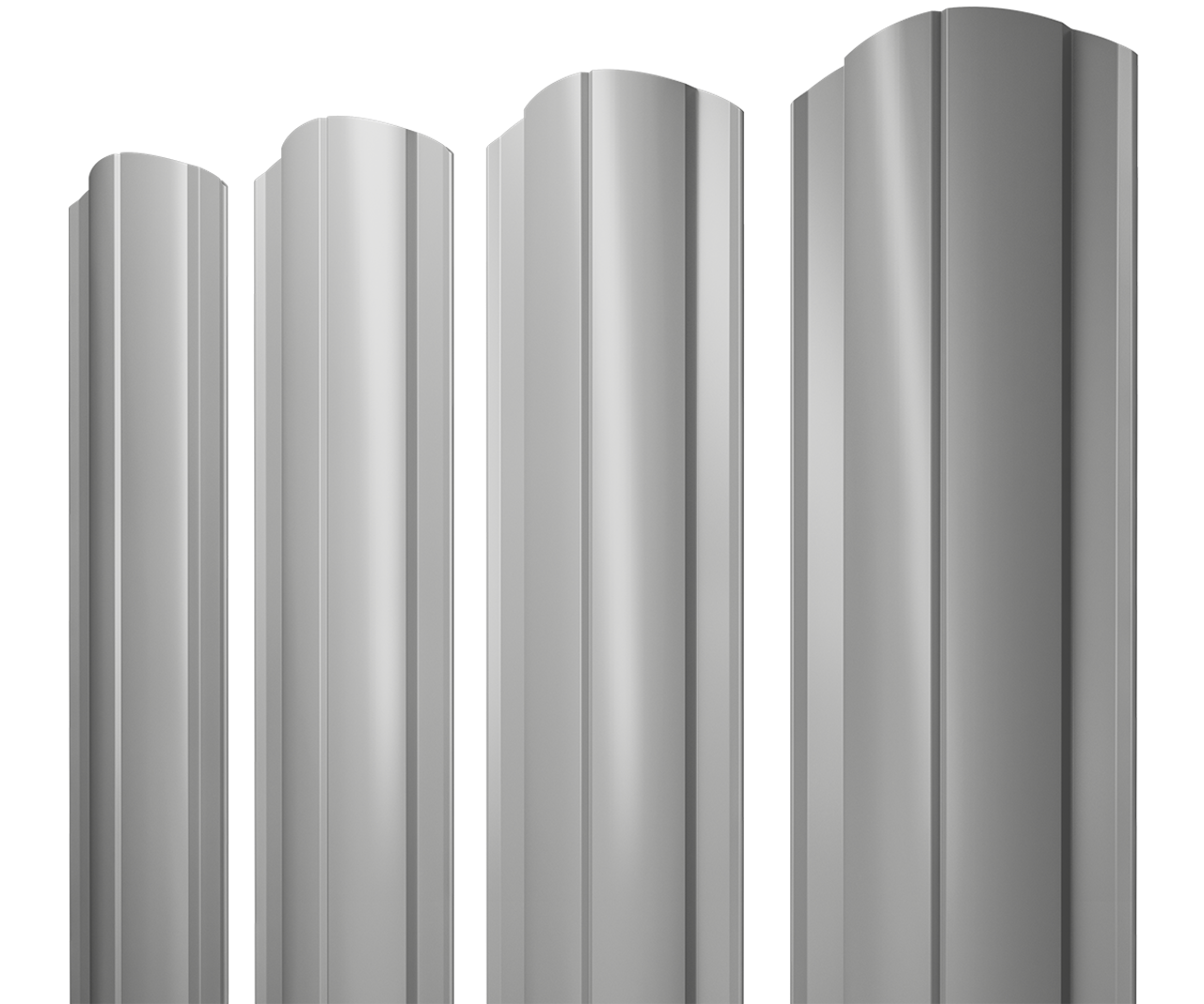 Штакетник Круглый фигурный 0,5 Satin RAL 9006 бело-алюминиевый