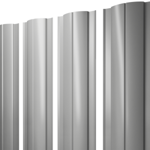 Штакетник Круглый с прямым резом 0,45 PE RAL 9006 бело-алюминиевый