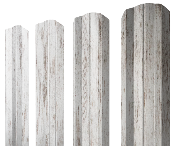 Штакетник М-образный А фигурный 0,45 Print Elite Snow Wood TwinColor