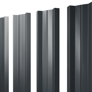 Штакетник М-образный А с прямым резом 0,5 Satin Matt RAL 7016 антрацитово-серый