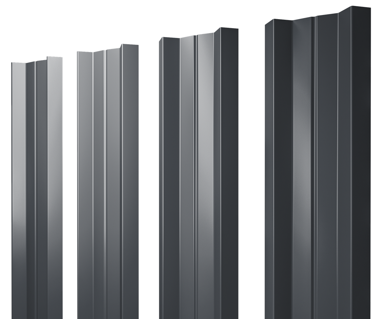 Штакетник М-образный А с прямым резом 0,5 Satin Matt RAL 7024 мокрый асфальт