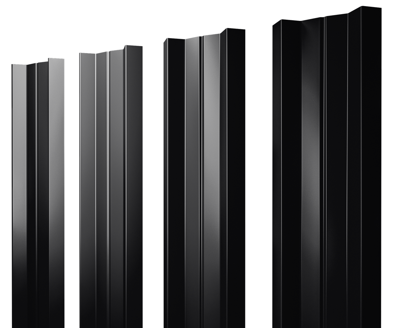 Штакетник М-образный А с прямым резом 0,5 Satin Matt RAL 9005 черный