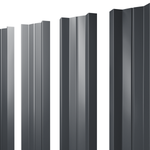 Штакетник М-образный А с прямым резом 0,5 Satin Matt TX RAL 7024 мокрый асфальт