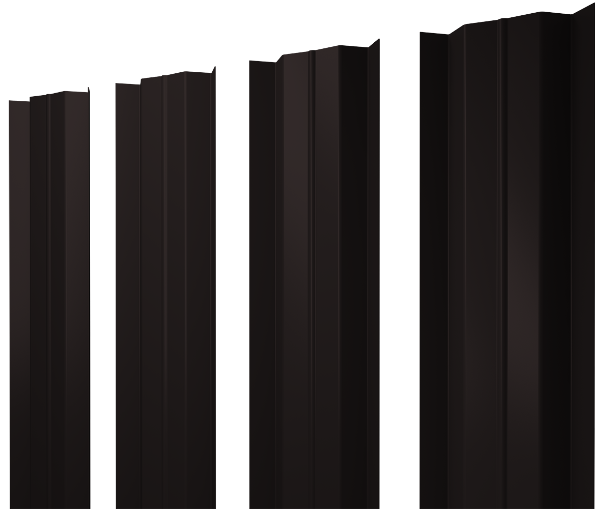 Штакетник М-образный В с прямым резом 0,45 PE-Double RAL 9005 черный