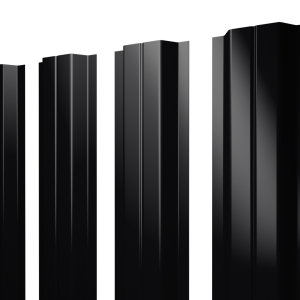 Штакетник П-образный A с прямым резом 0,5 Satin Matt RAL 9005 черный