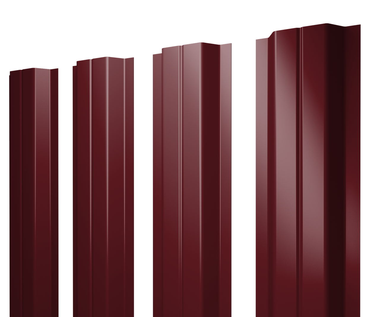 Штакетник П-образный A с прямым резом 0,5 Satin RAL 3005 красное вино