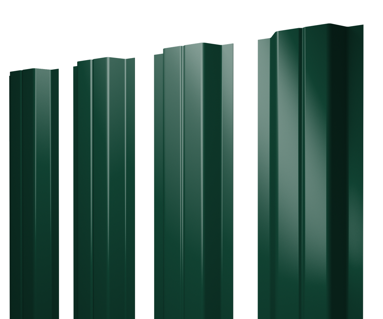 Штакетник П-образный A с прямым резом 0,5 Satin RAL 6005 зеленый мох