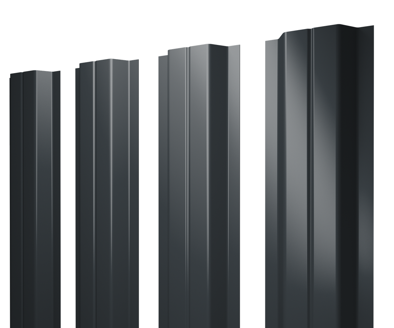 Штакетник П-образный A с прямым резом 0,5 Satin RAL 7016 антрацитово-серый