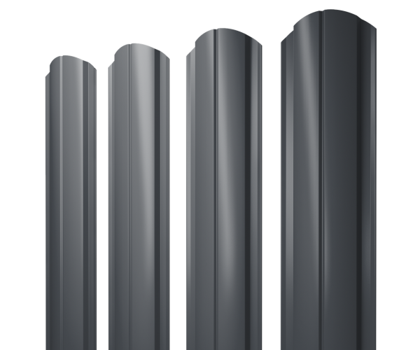 Штакетник Полукруглый Slim фигурный 0,4 PE-Double RAL 7024 мокрый асфальт
