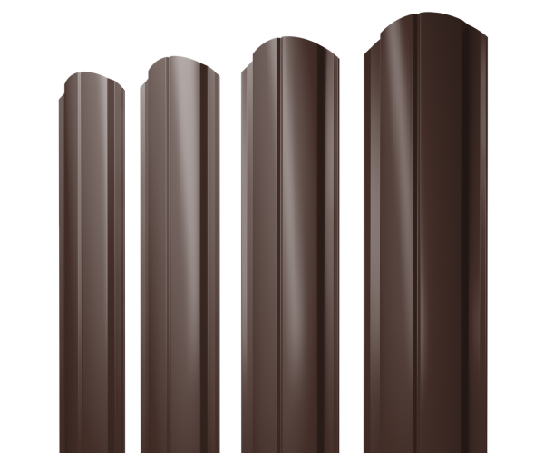 Штакетник Полукруглый Slim фигурный 0,4 PE RAL 8017 шоколад
