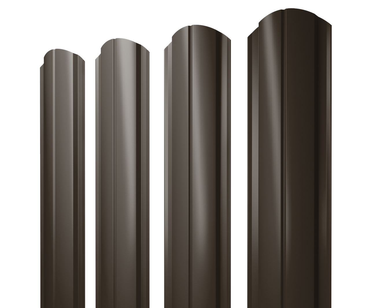 Штакетник Полукруглый Slim фигурный 0,45 Drap RR 32 темно-коричневый