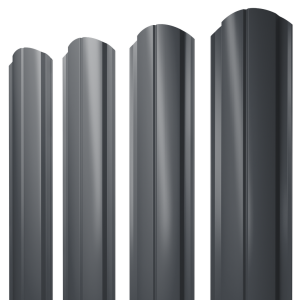 Штакетник Полукруглый Slim фигурный 0,45 Drap TwinColor RAL 7024 мокрый асфальт