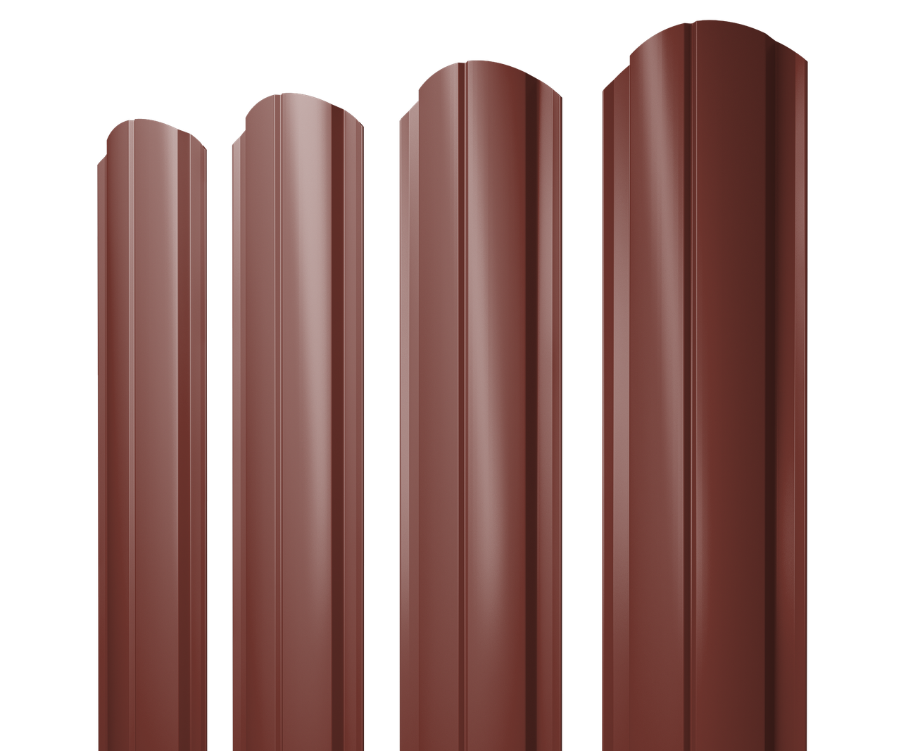 Штакетник Полукруглый Slim фигурный 0,45 PE RAL 3009 оксидно-красный