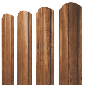 Штакетник Полукруглый Slim фигурный 0,45 Print-Double Elite Golden Wood