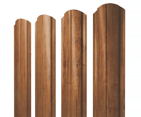 Штакетник Полукруглый Slim фигурный 0,45 Print-Double Elite Golden Wood
