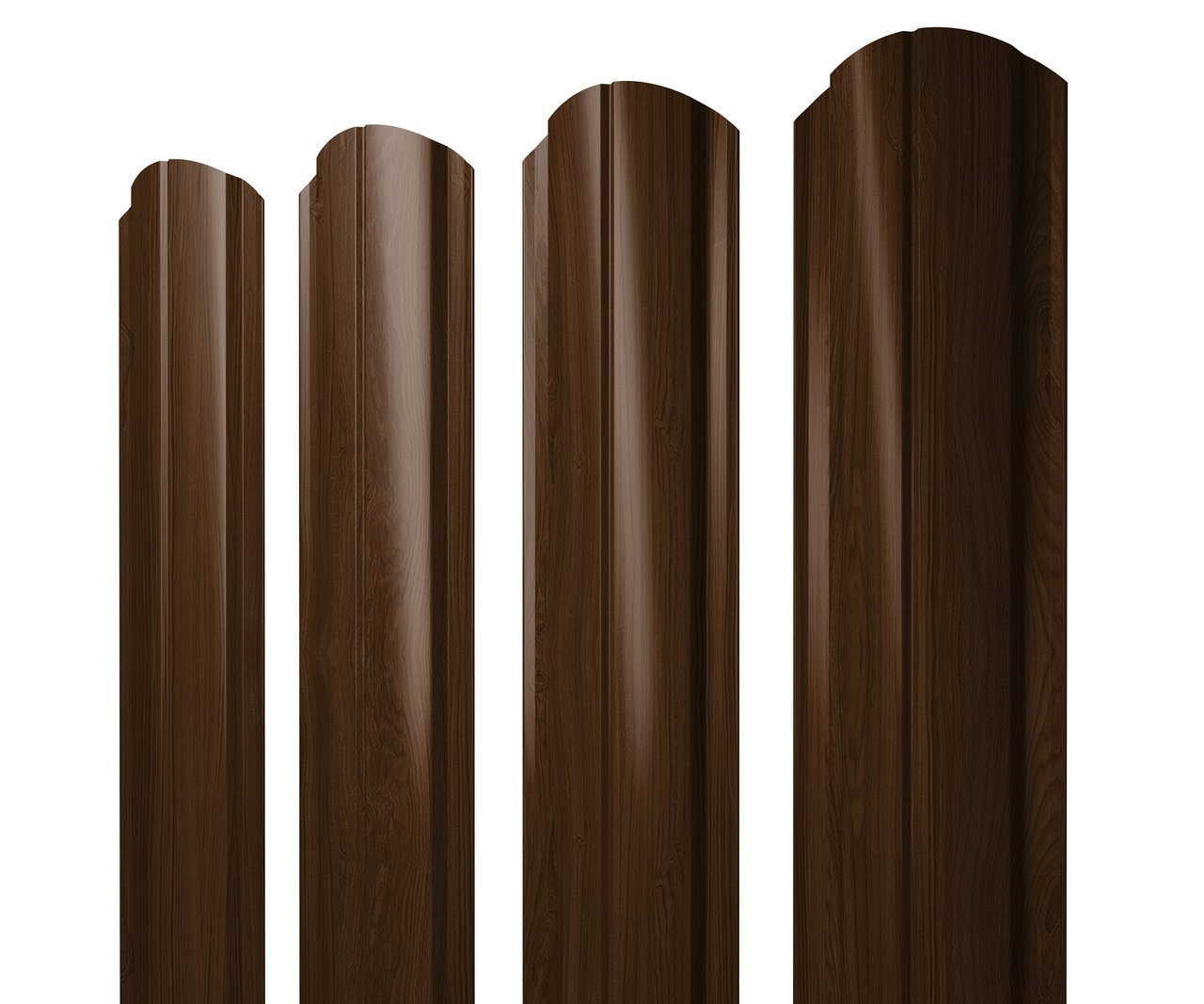 Штакетник Полукруглый Slim фигурный 0,45 Print Elite Choco Wood TwinColor