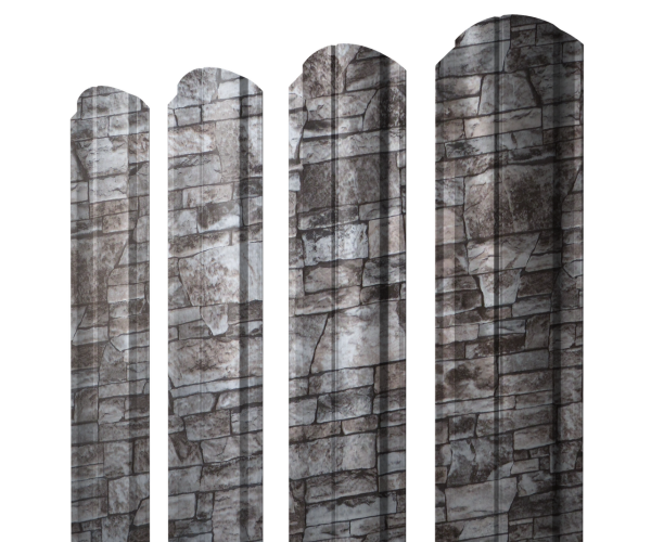 Штакетник Полукруглый Slim фигурный 0,45 Print Elite Fine Stone TwinColor