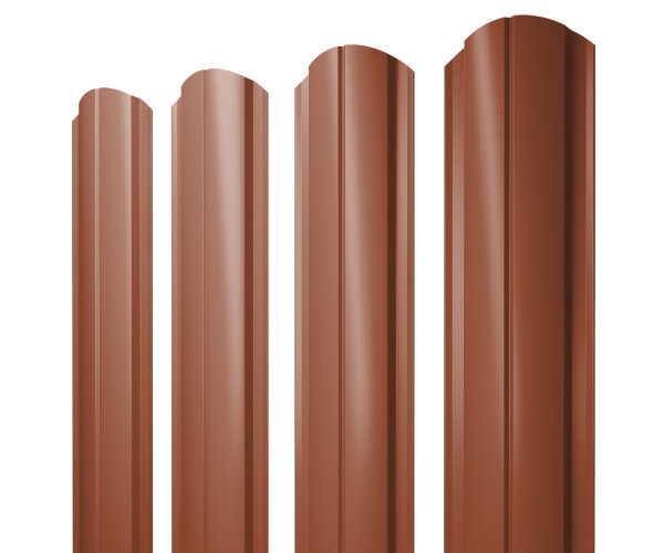 Штакетник Полукруглый Slim фигурный 0,5 Satin Matt RAL 8004 терракота