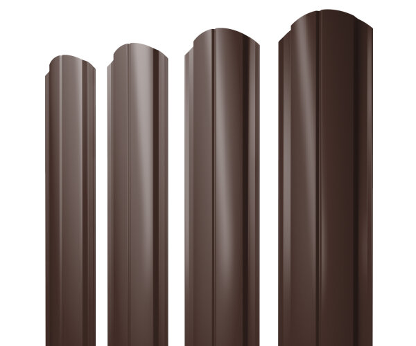 Штакетник Полукруглый Slim фигурный 0,5 Satin Matt RAL 8017 шоколад