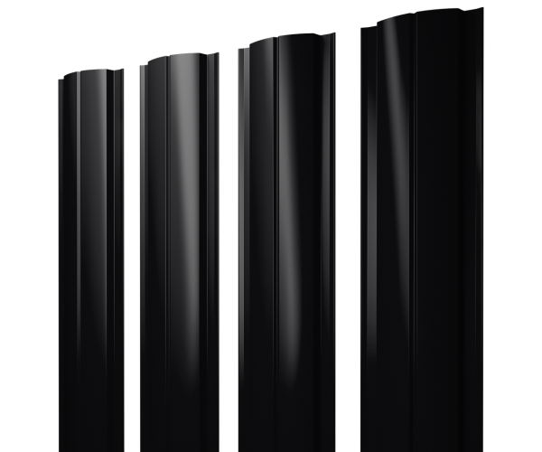 Штакетник Полукруглый Slim с прямым резом 0,45 Drap RAL 9005 черный