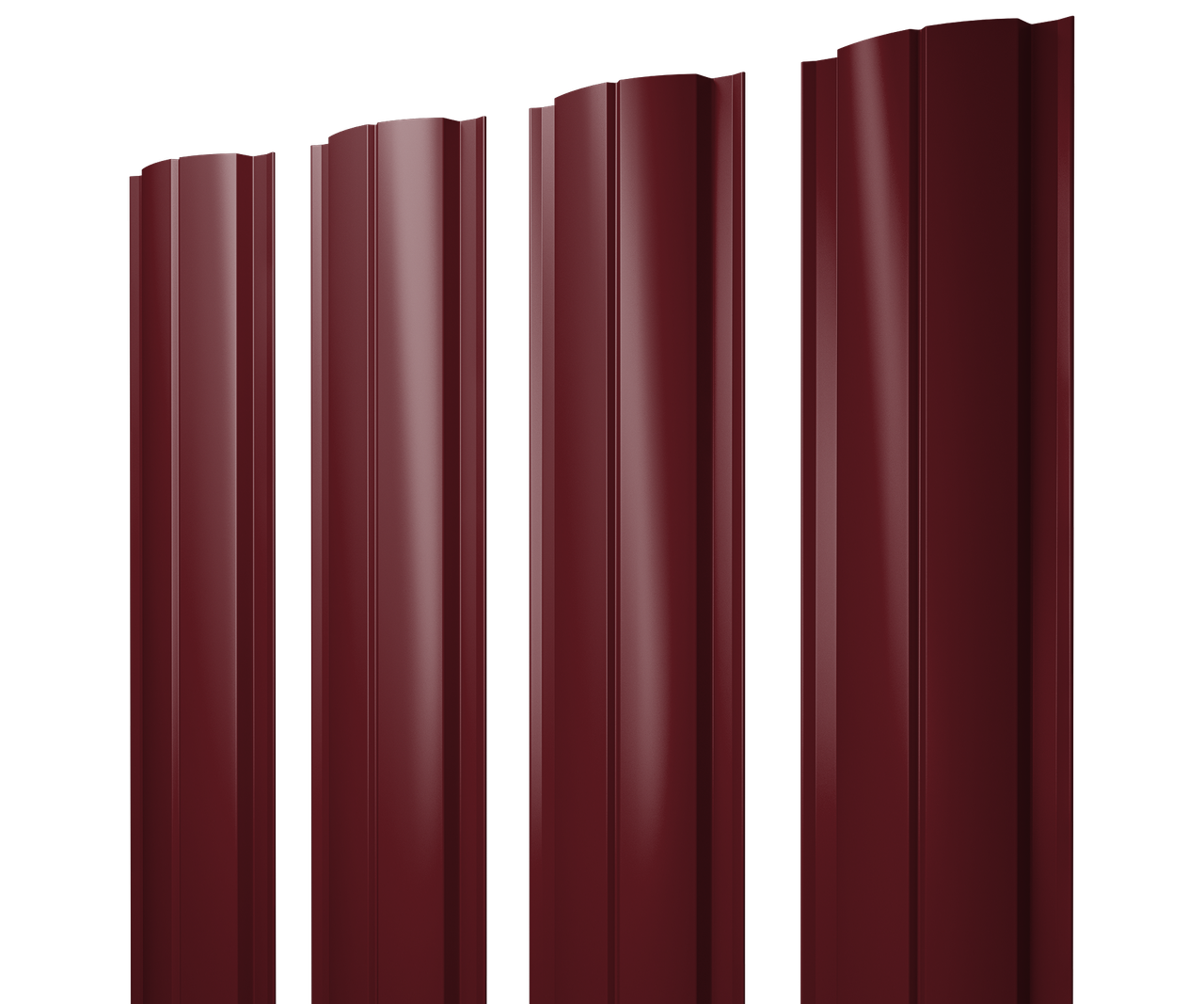 Штакетник Полукруглый Slim с прямым резом 0,45 PE-Double RAL 3005 красное вино