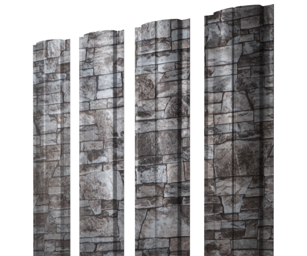Штакетник Полукруглый Slim с прямым резом 0,45 Print Elite Fine Stone TwinColor